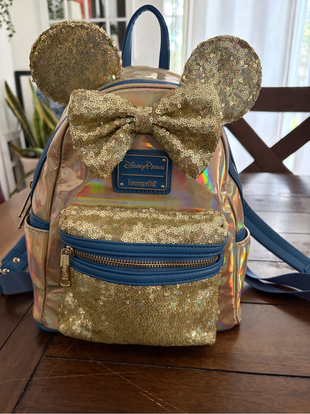 Disney Parks Minnie Mouse Gold Sequin Loungefly Mini Backpack